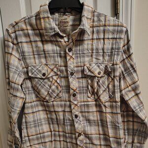 44mm Legendary Workwear White/Grey/Yellow Button Down Shirt Long Sleeve Size M